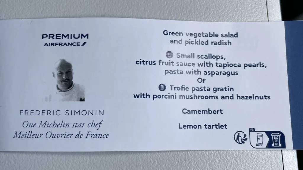 Menu AF premium economy