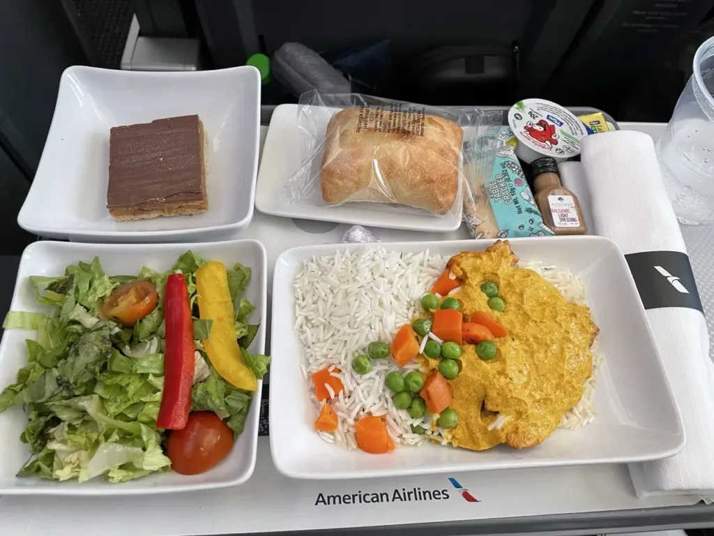 American Airlines Premium Economy Chicken dish