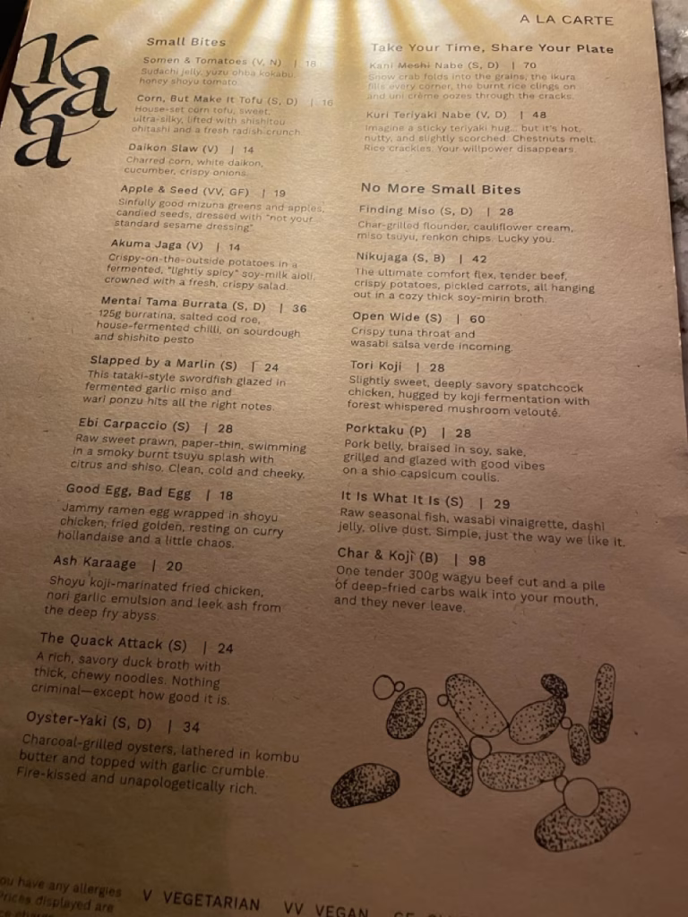 Menu Kaya The Standard Singapore